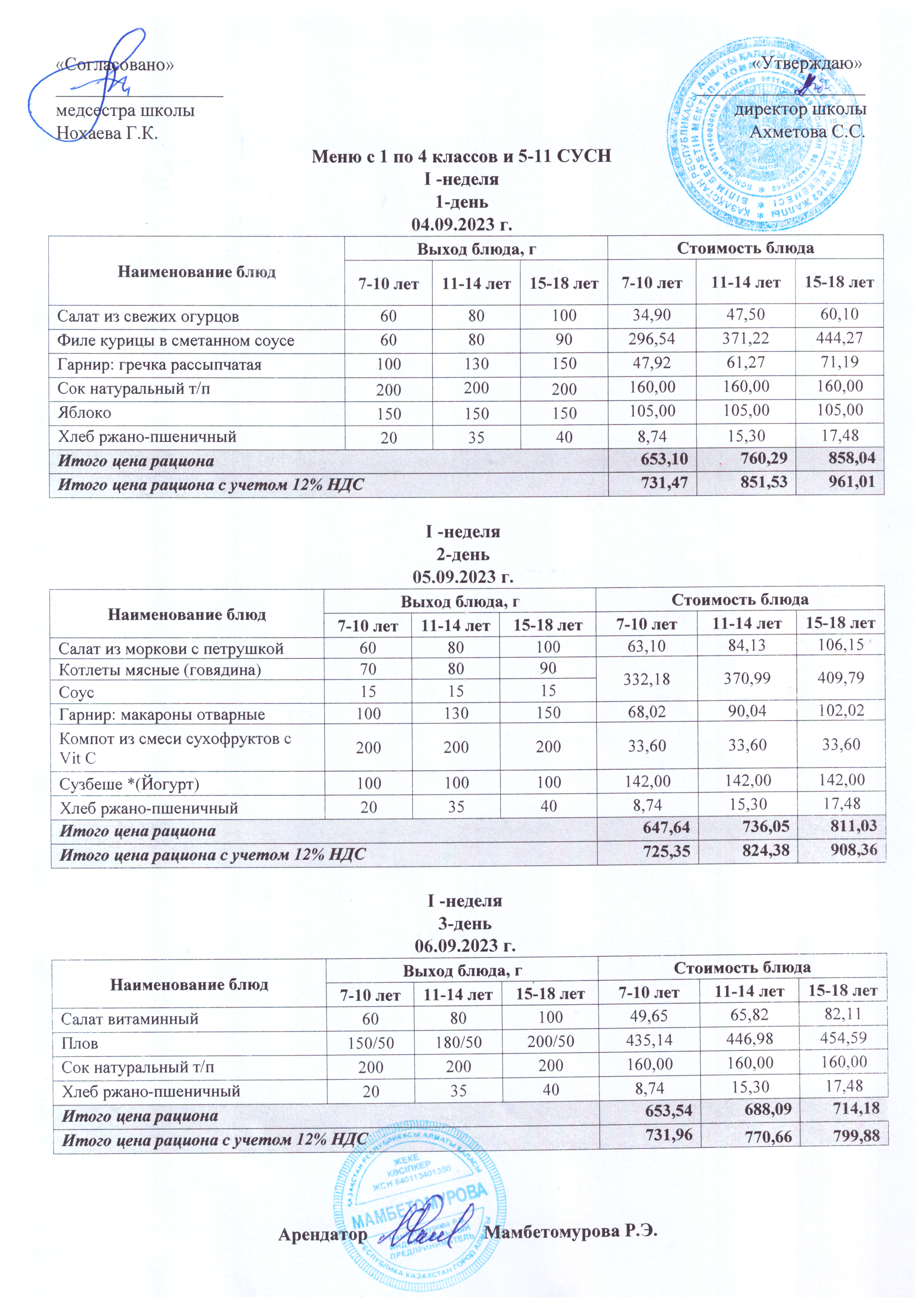 4 қыркүйек күнгі мәзір