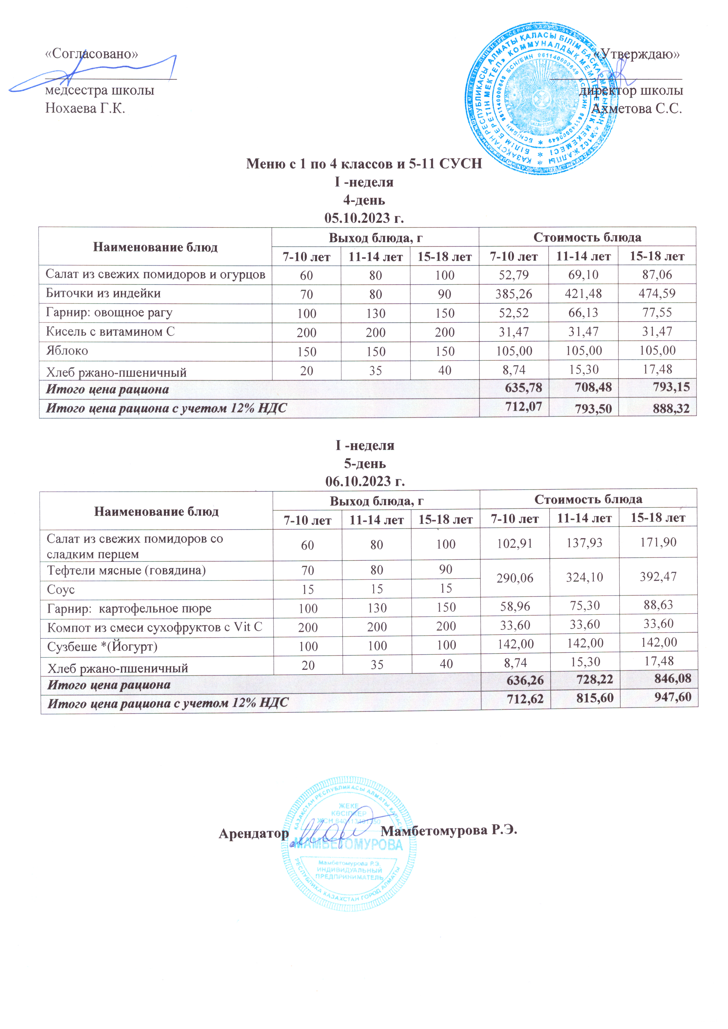 5 қазан күніне арналған ас мәзірі