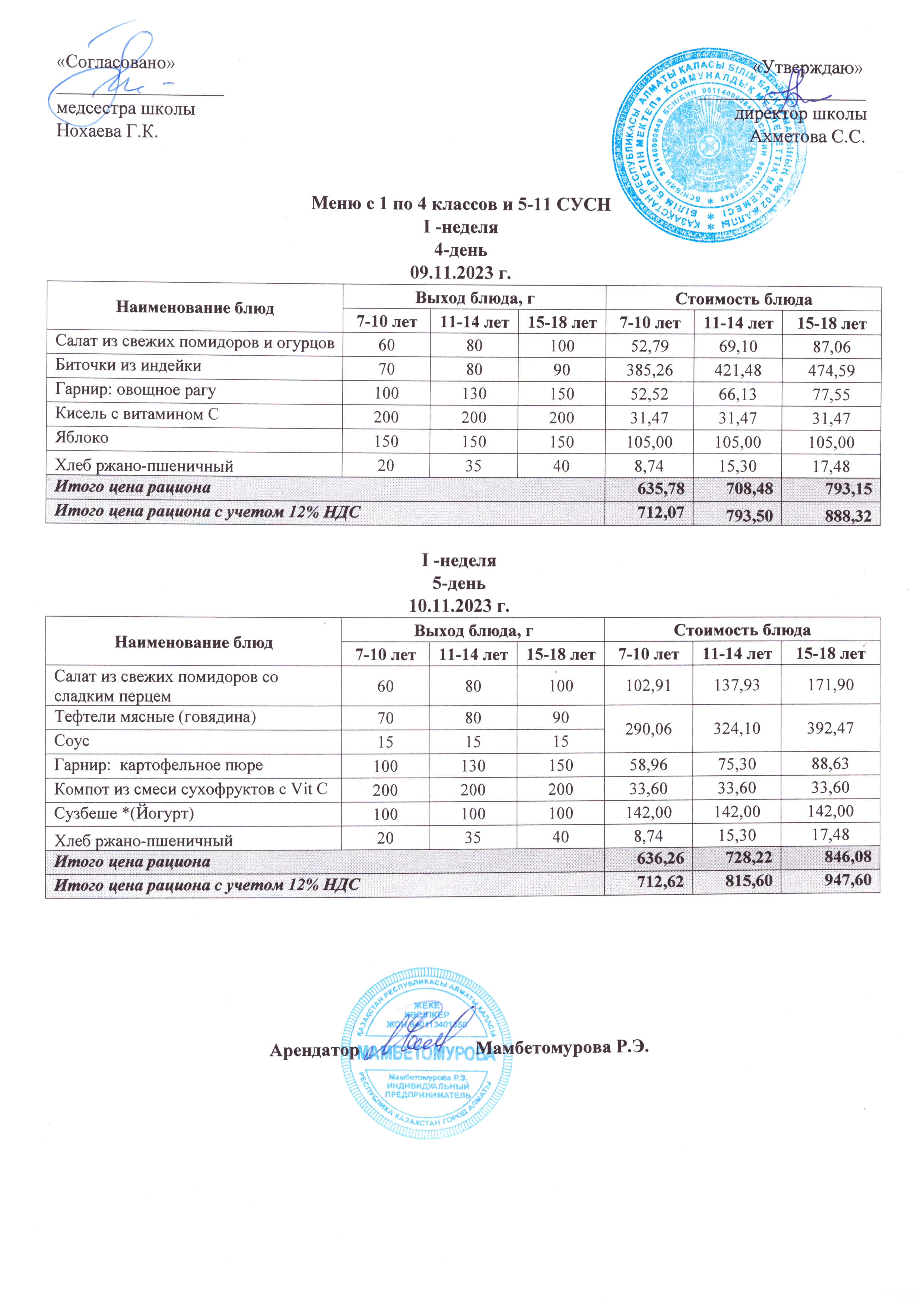 9 қараша күнге арналған ас мәзірі