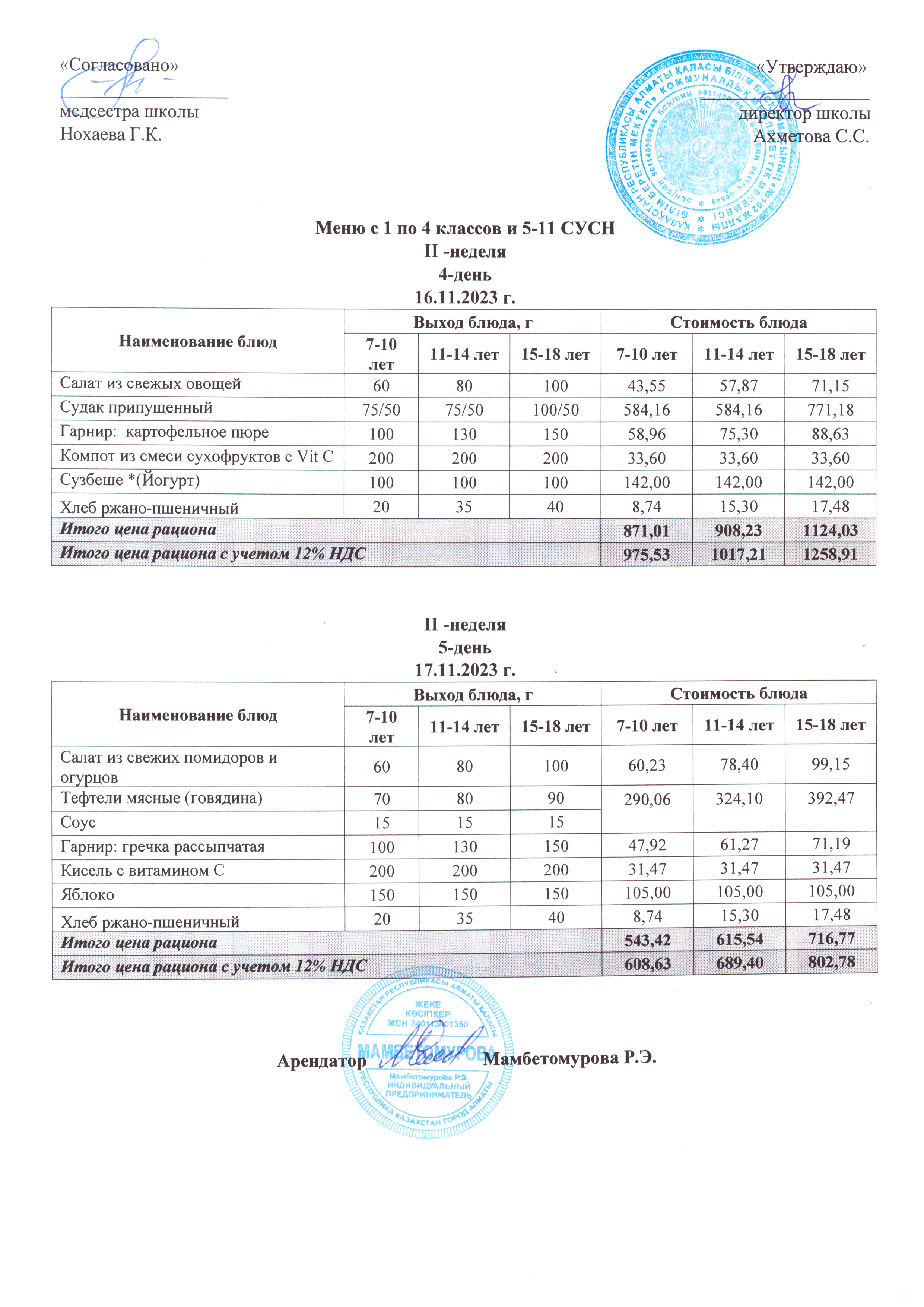 17 қараша күніне арналған ас мәзірі
