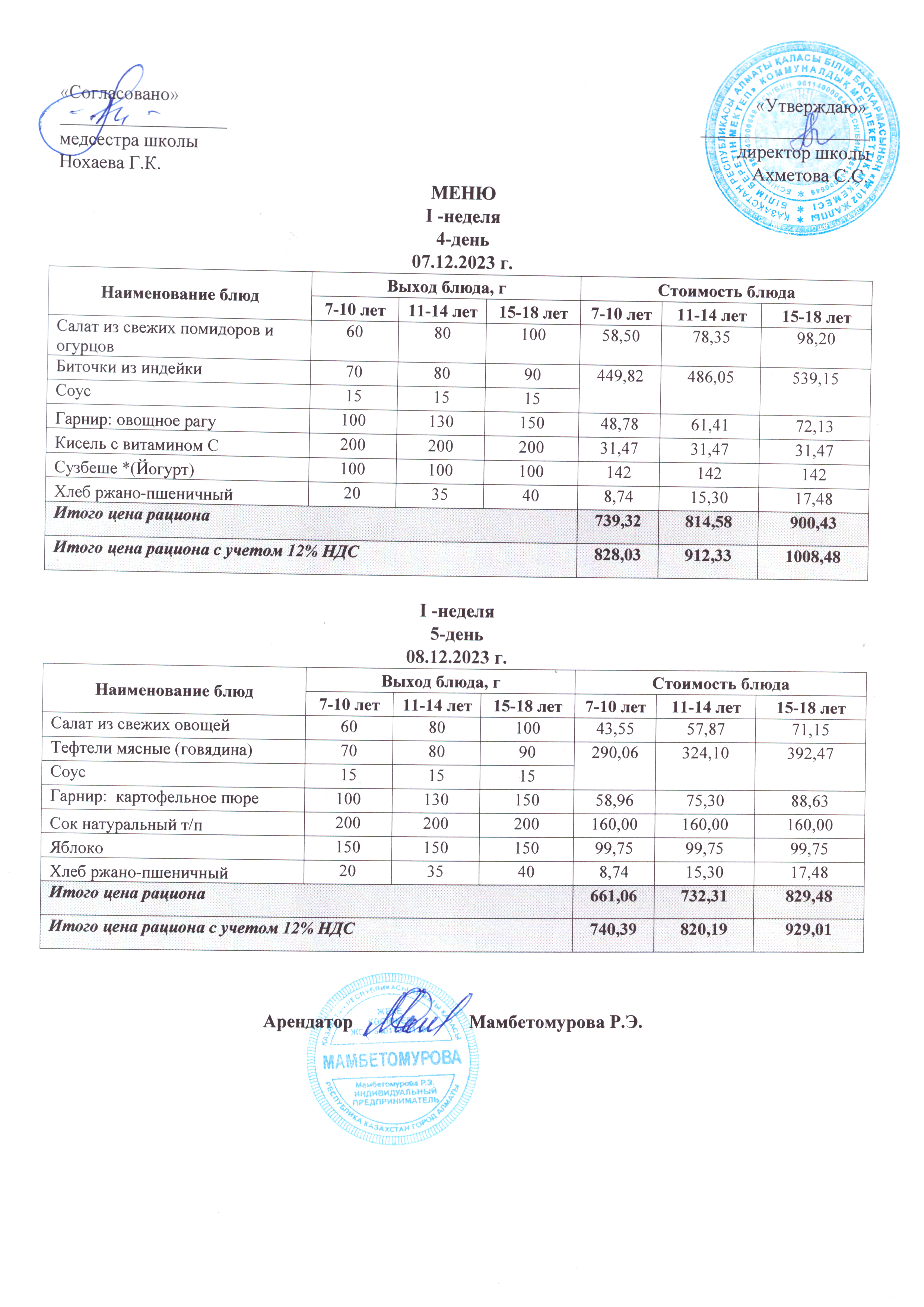 7 желтоқсан күніне арналған ас мәзірі