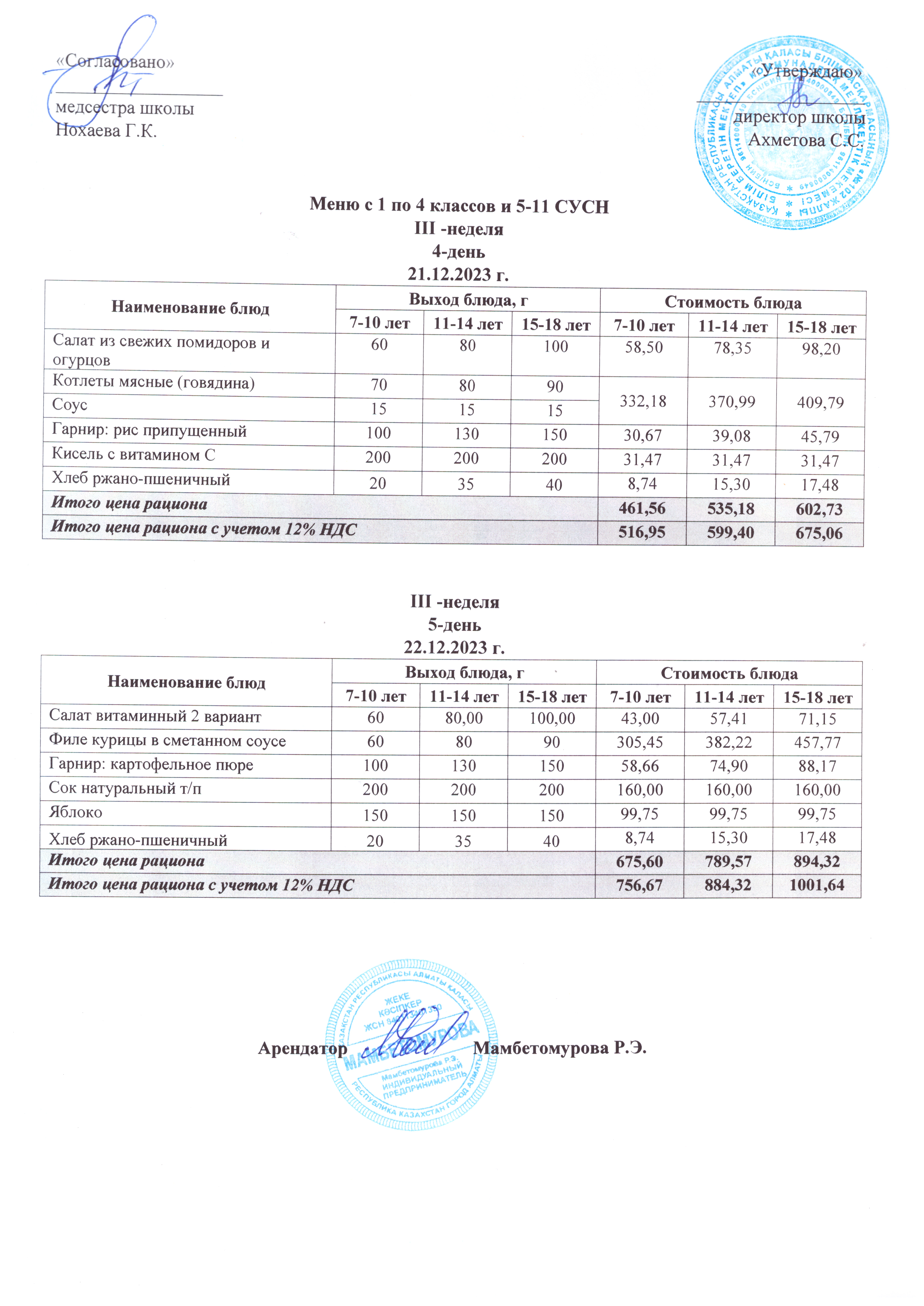 22 желтоқсан күніне арналған ас мәзірі